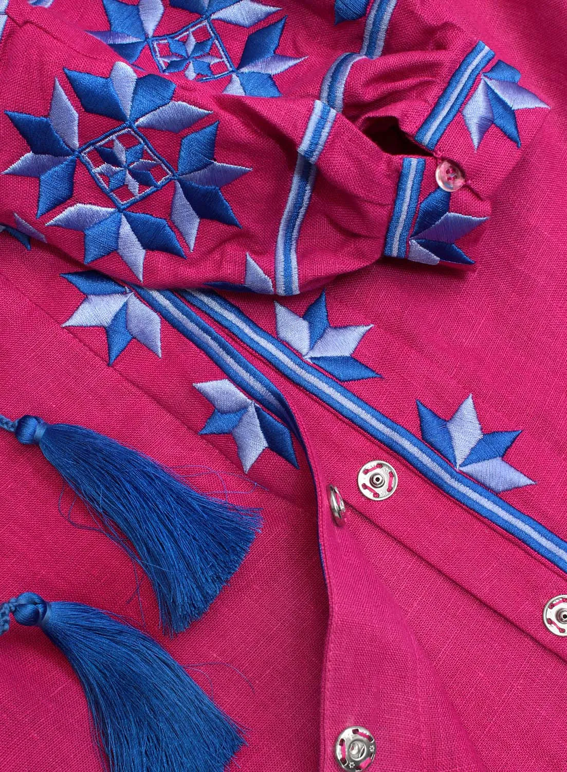 Linen Boho style dress with embroidery