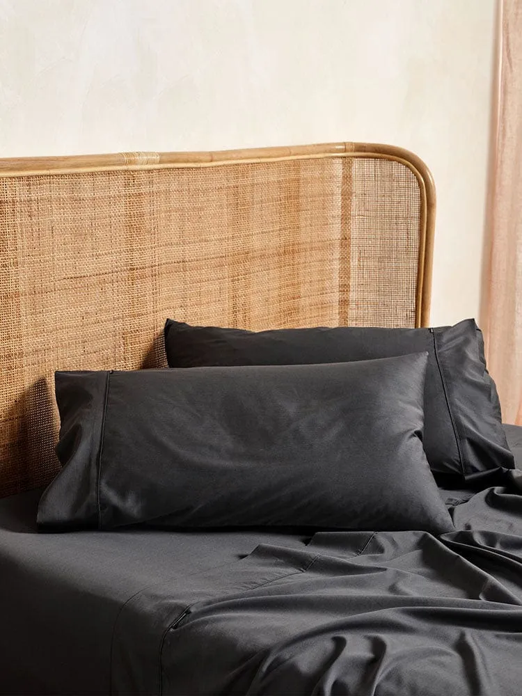 Linen House Elka Bamboo 500 Thread Count Fitted Sheet Charcoal