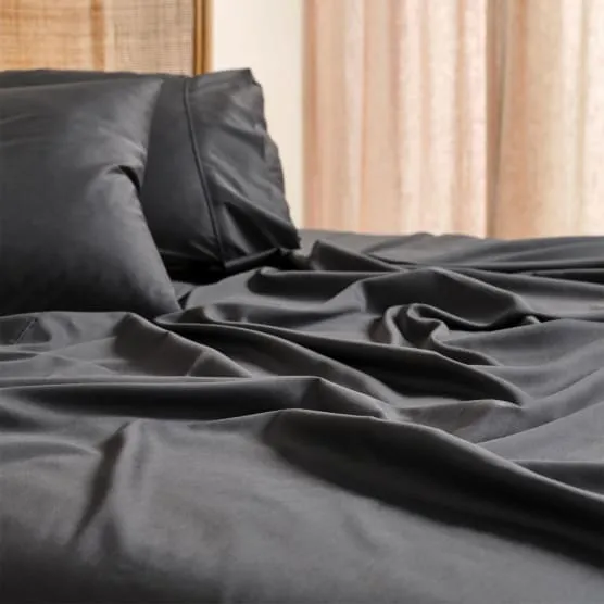 Linen House Elka Bamboo 500 Thread Count Fitted Sheet Charcoal