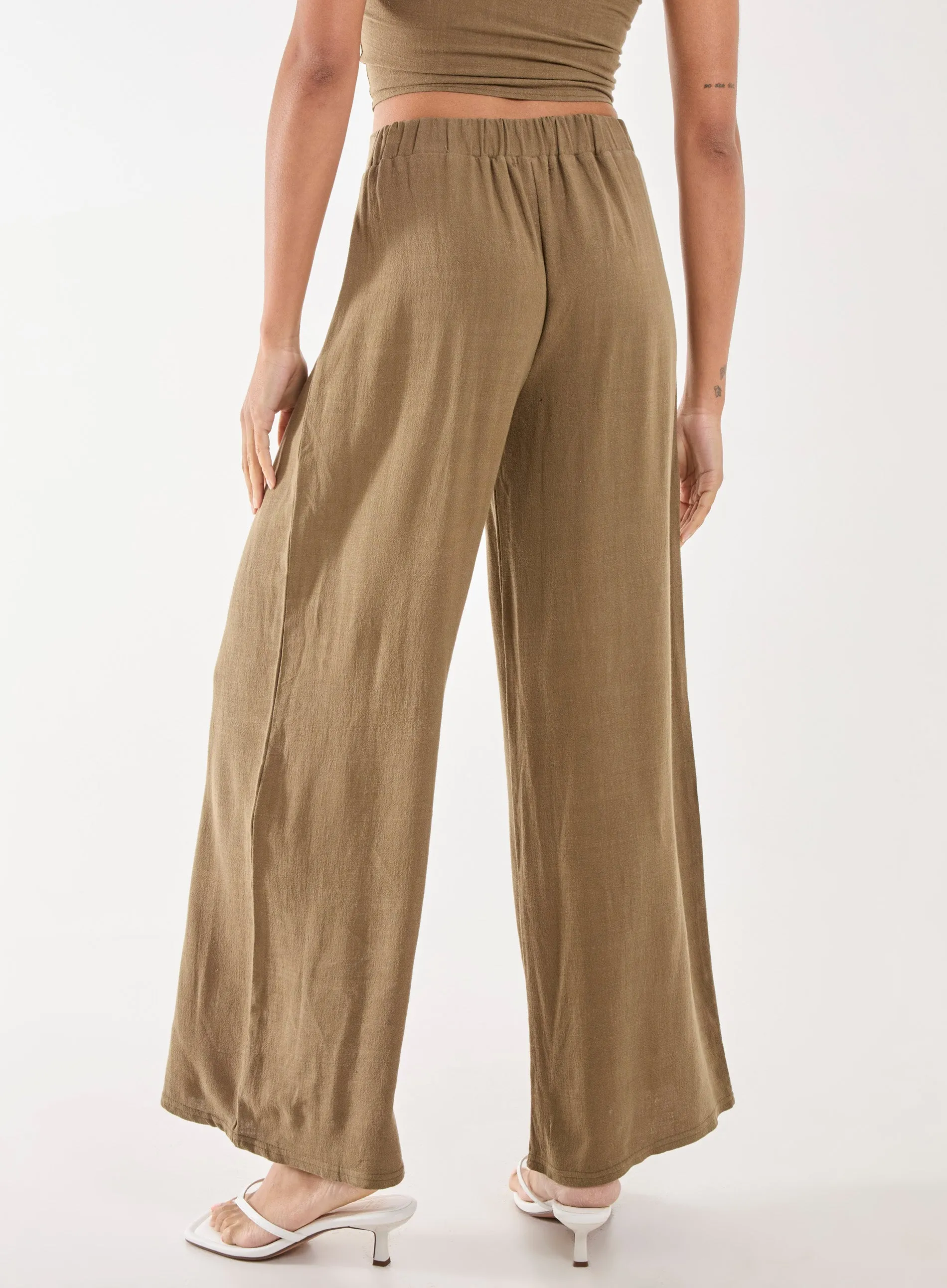 Linen Straight High Waist Trousers