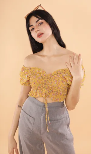 LIV Drawstring Crop Top (Yellow)