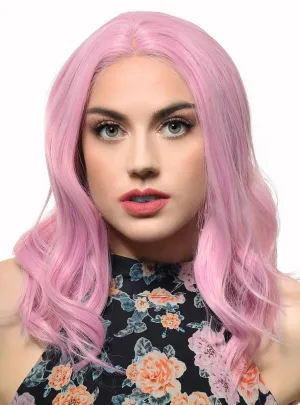 Lolly Pink Loose Waves Mid-Length Lace Front Fashion Wig