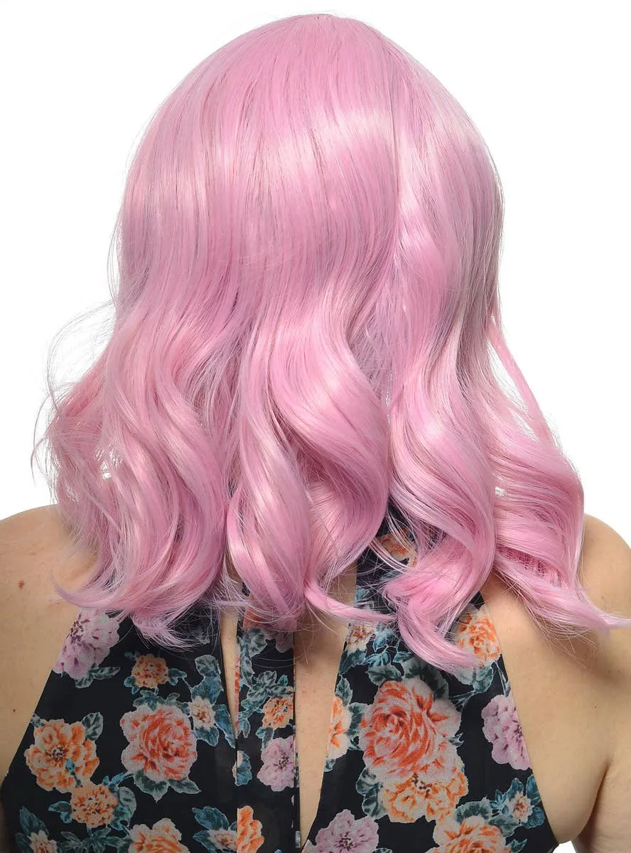 Lolly Pink Loose Waves Mid-Length Lace Front Fashion Wig