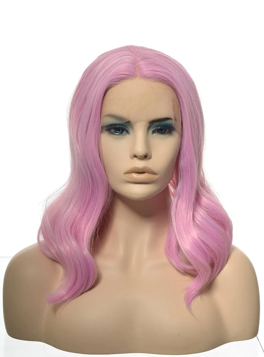 Lolly Pink Loose Waves Mid-Length Lace Front Fashion Wig