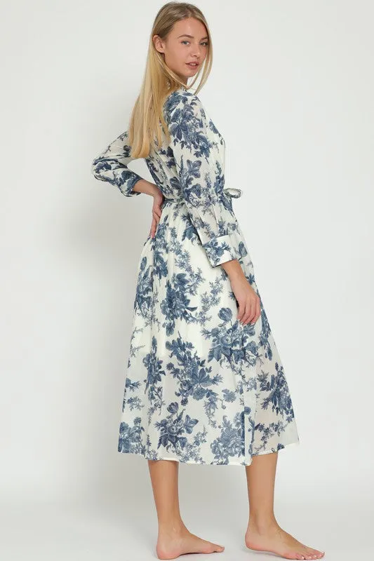 Long Sleeve Belted Button Down Midi Dress