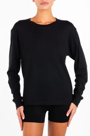 Long Sleeve Boyfriend T Shirt | Black