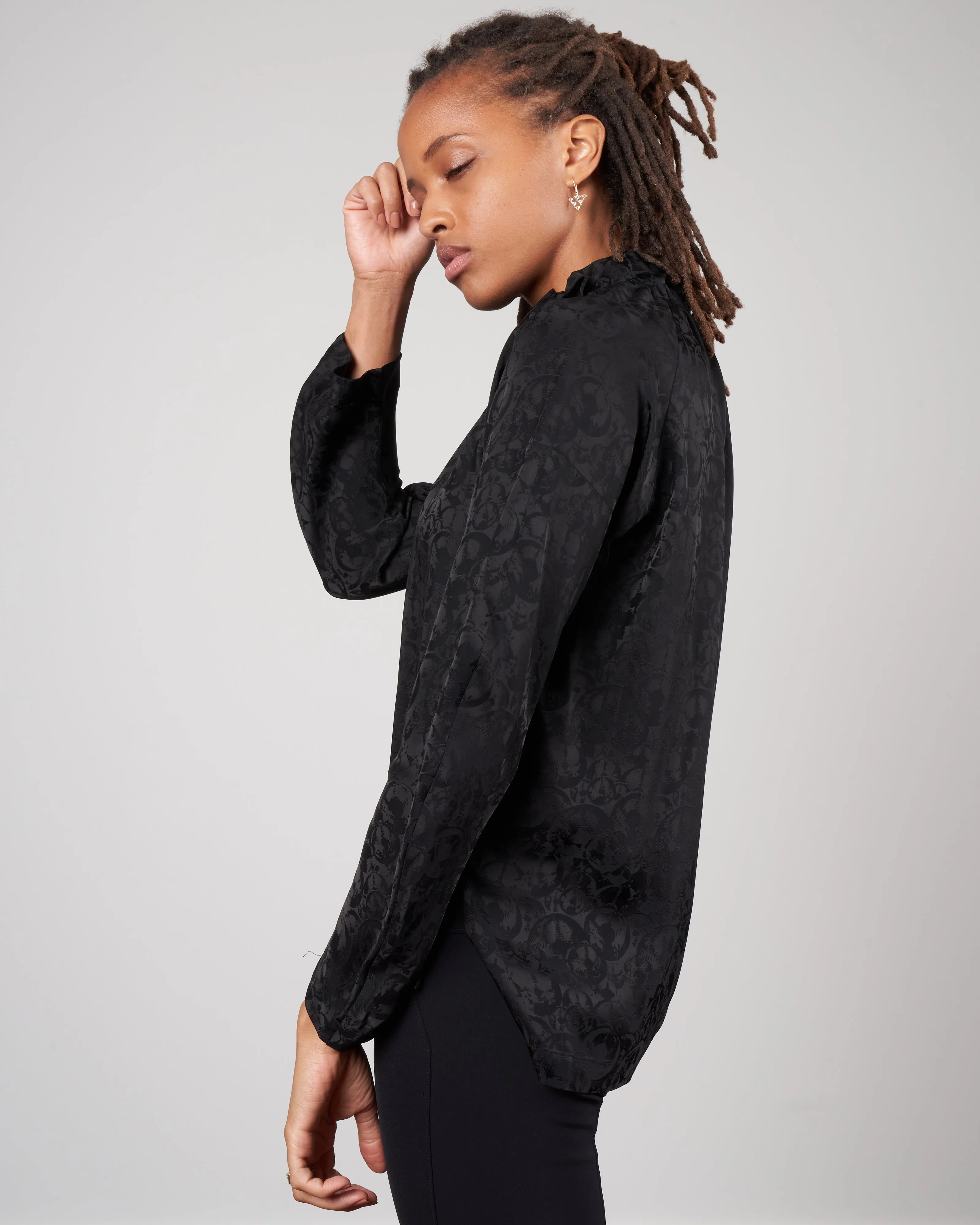 long sleeve ram gaban top - black jacquard