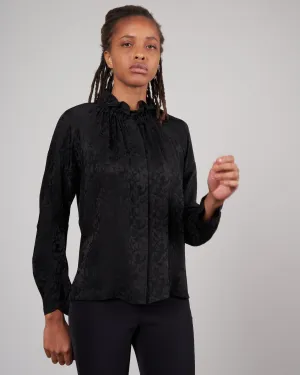 long sleeve ram gaban top - black jacquard