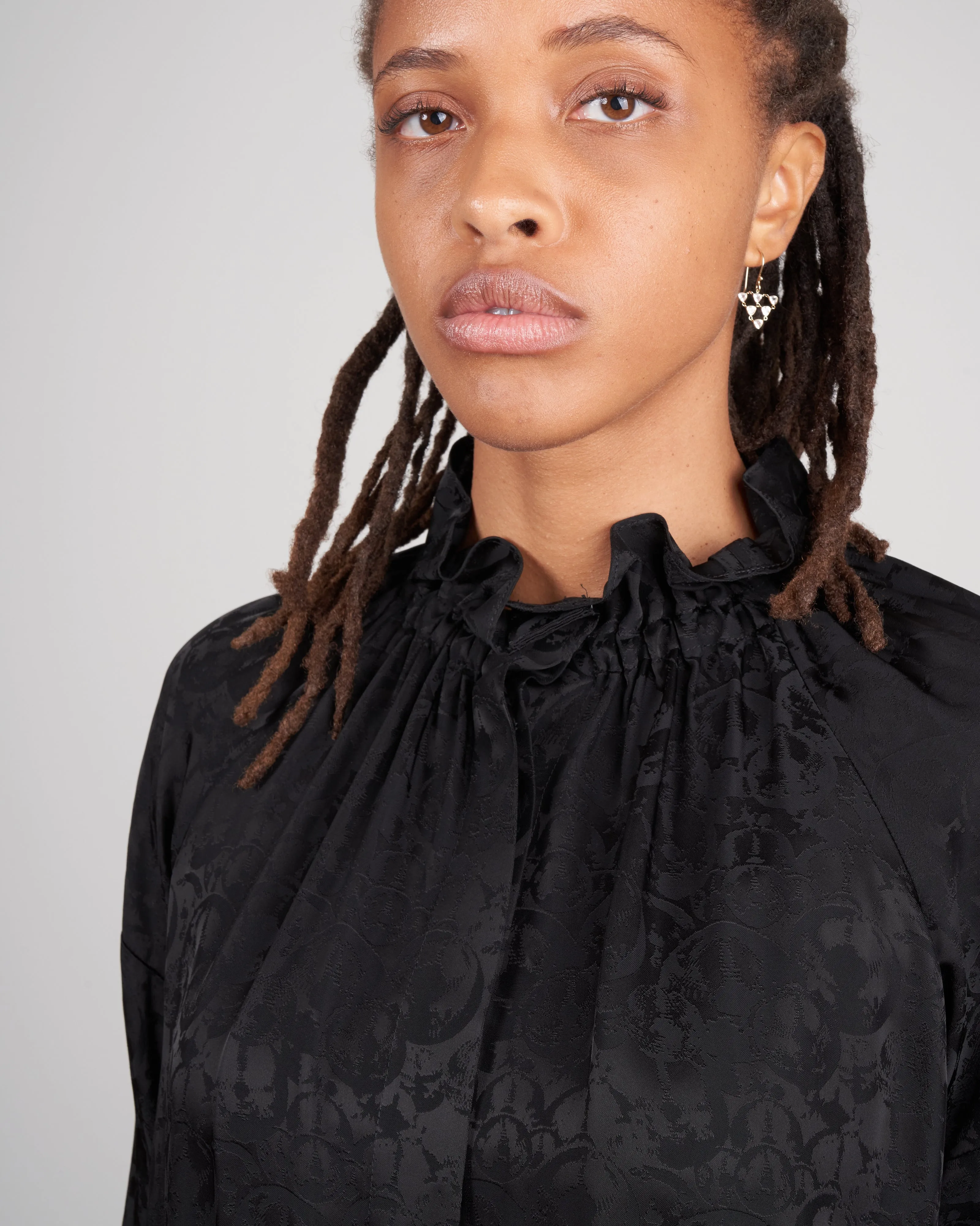 long sleeve ram gaban top - black jacquard