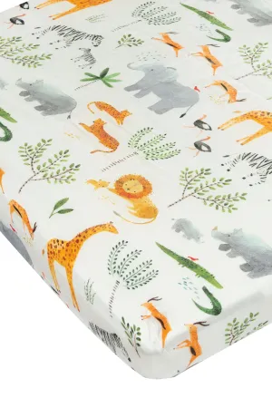 Loulou Lollipop Fitted Crib Sheet - Safari Jungle