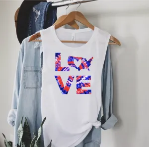 Love America Tie Dye Tank | Womens Yoga Tank