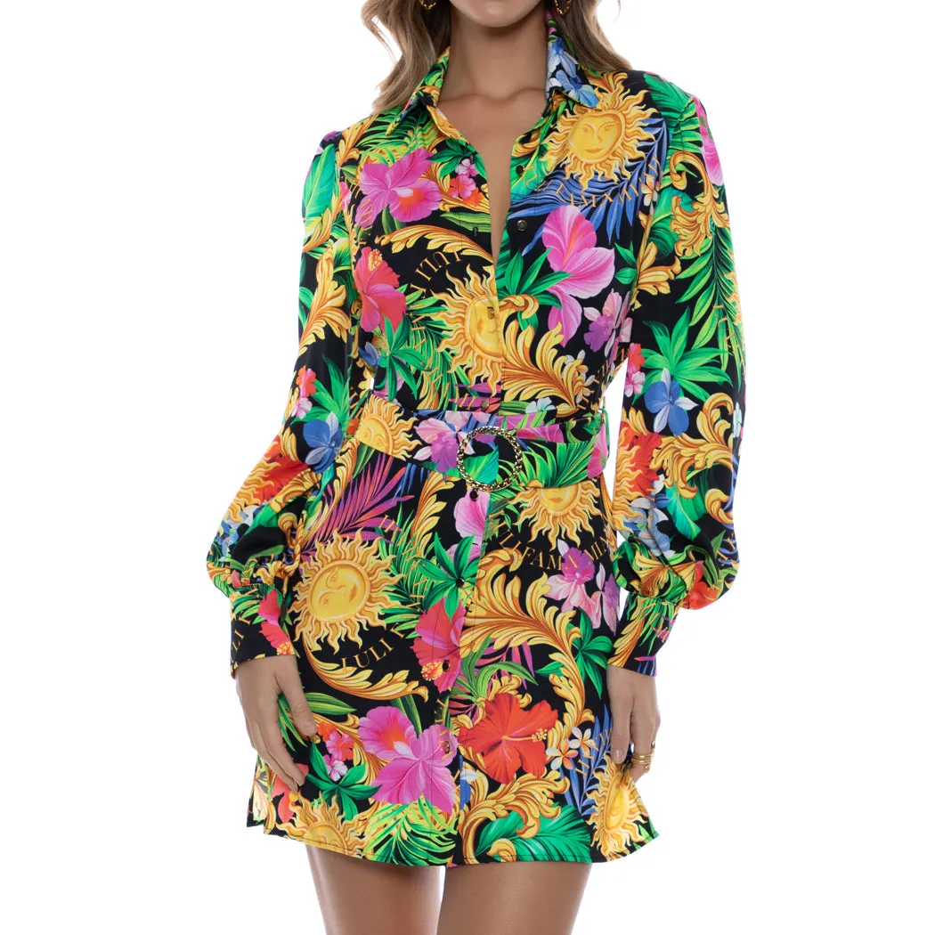 LOVE BY THE SUN - Belted Long Sleeve Shirt Dress