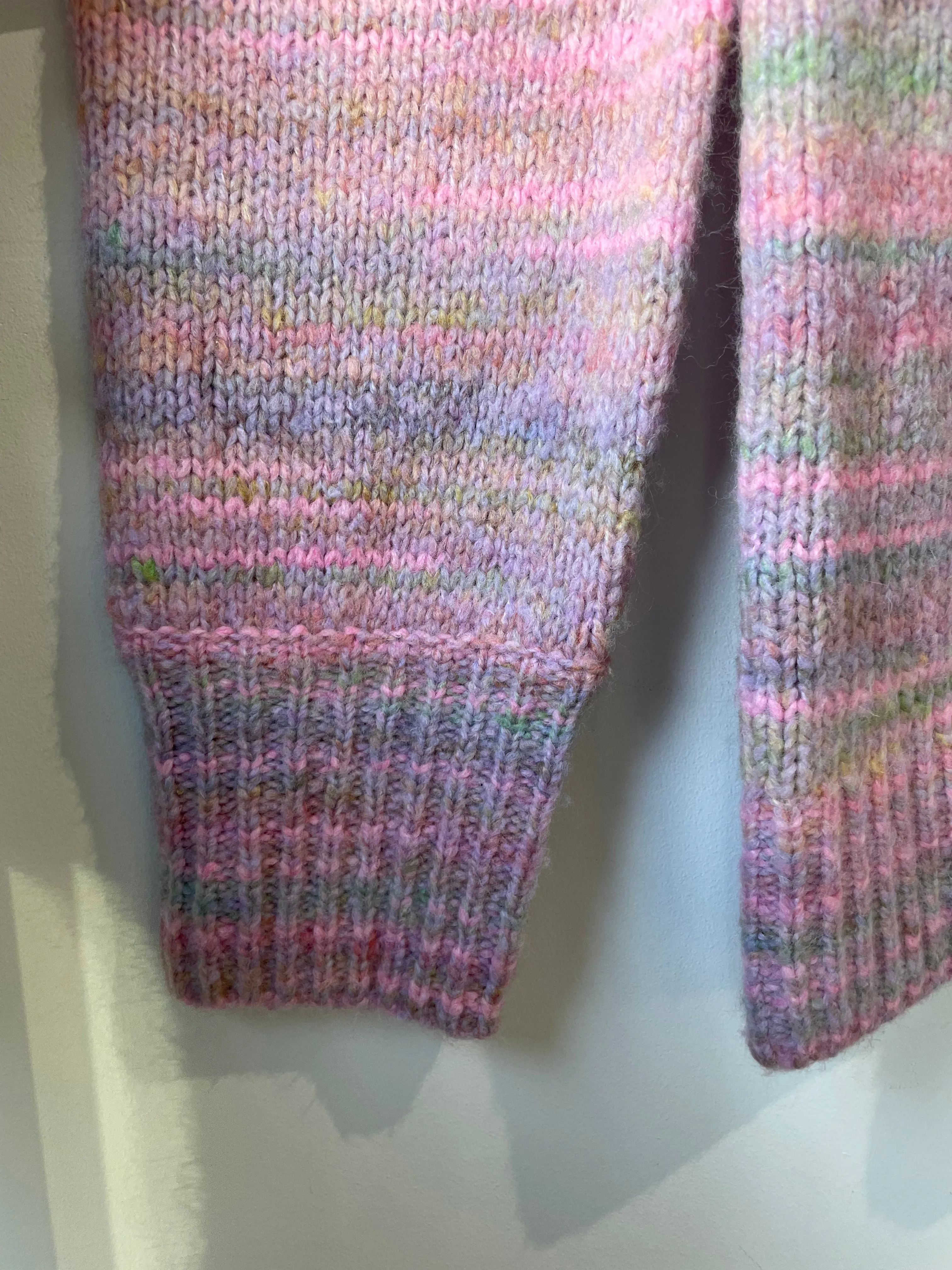 Love Shack Fancy Pink Knit Striped Cardigan