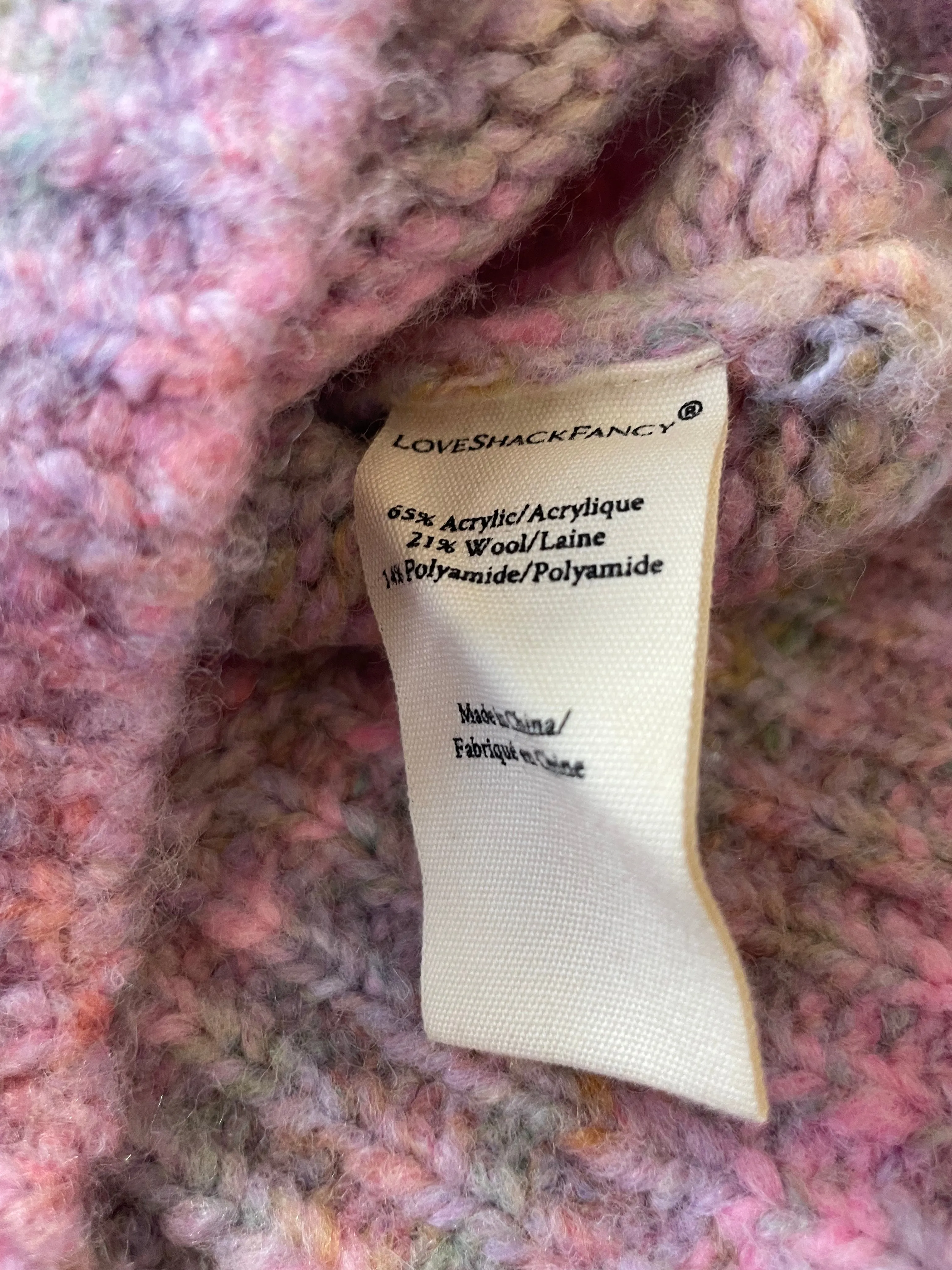 Love Shack Fancy Pink Knit Striped Cardigan