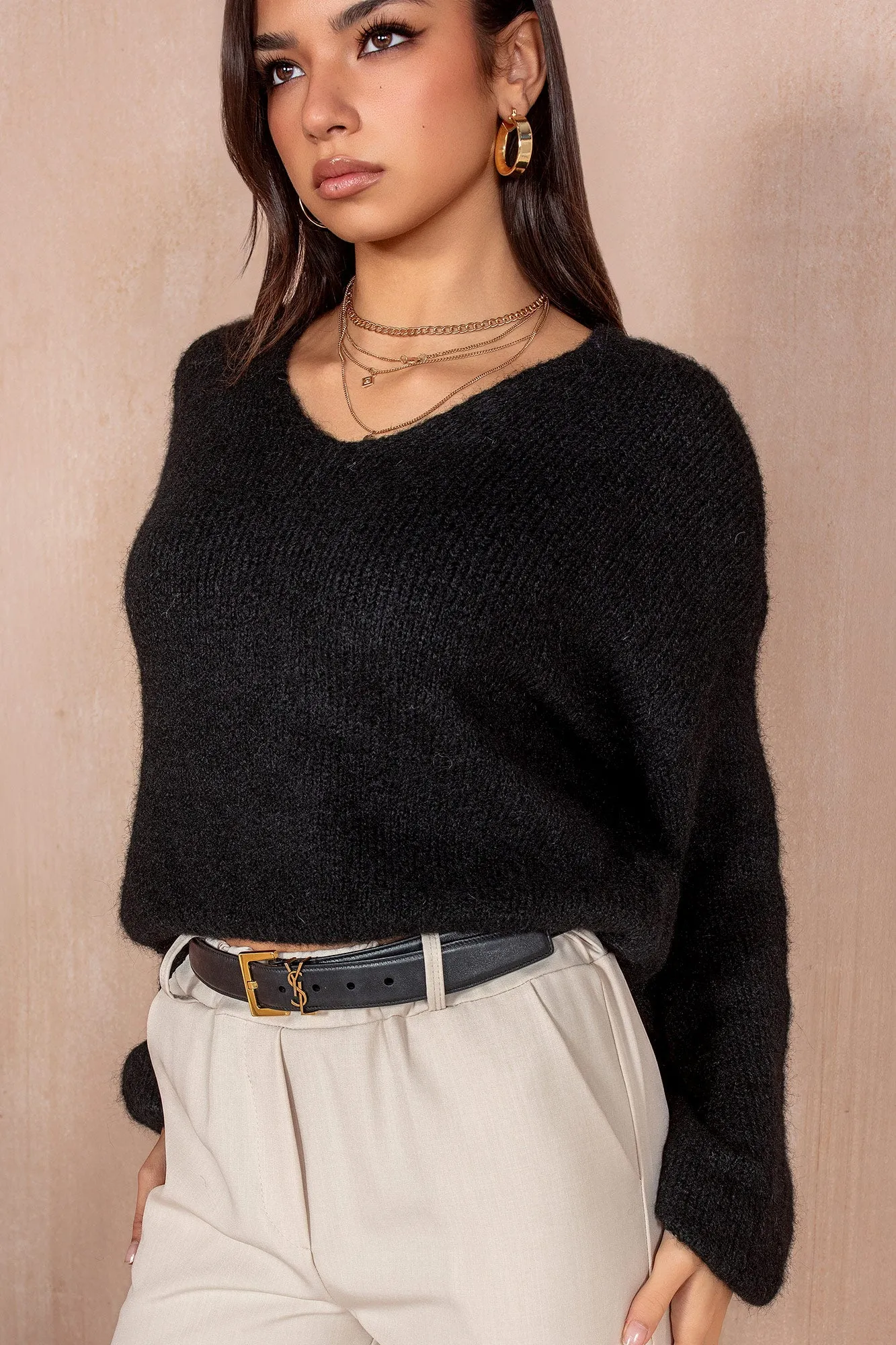 Lucille Black Soft Knit Jumper