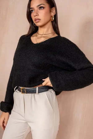 Lucille Black Soft Knit Jumper