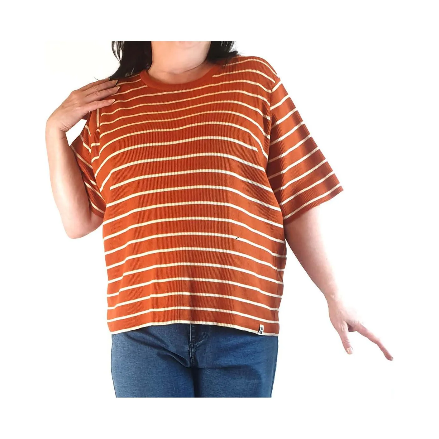 Lucy & Yak orange and cream striped top size 3XL