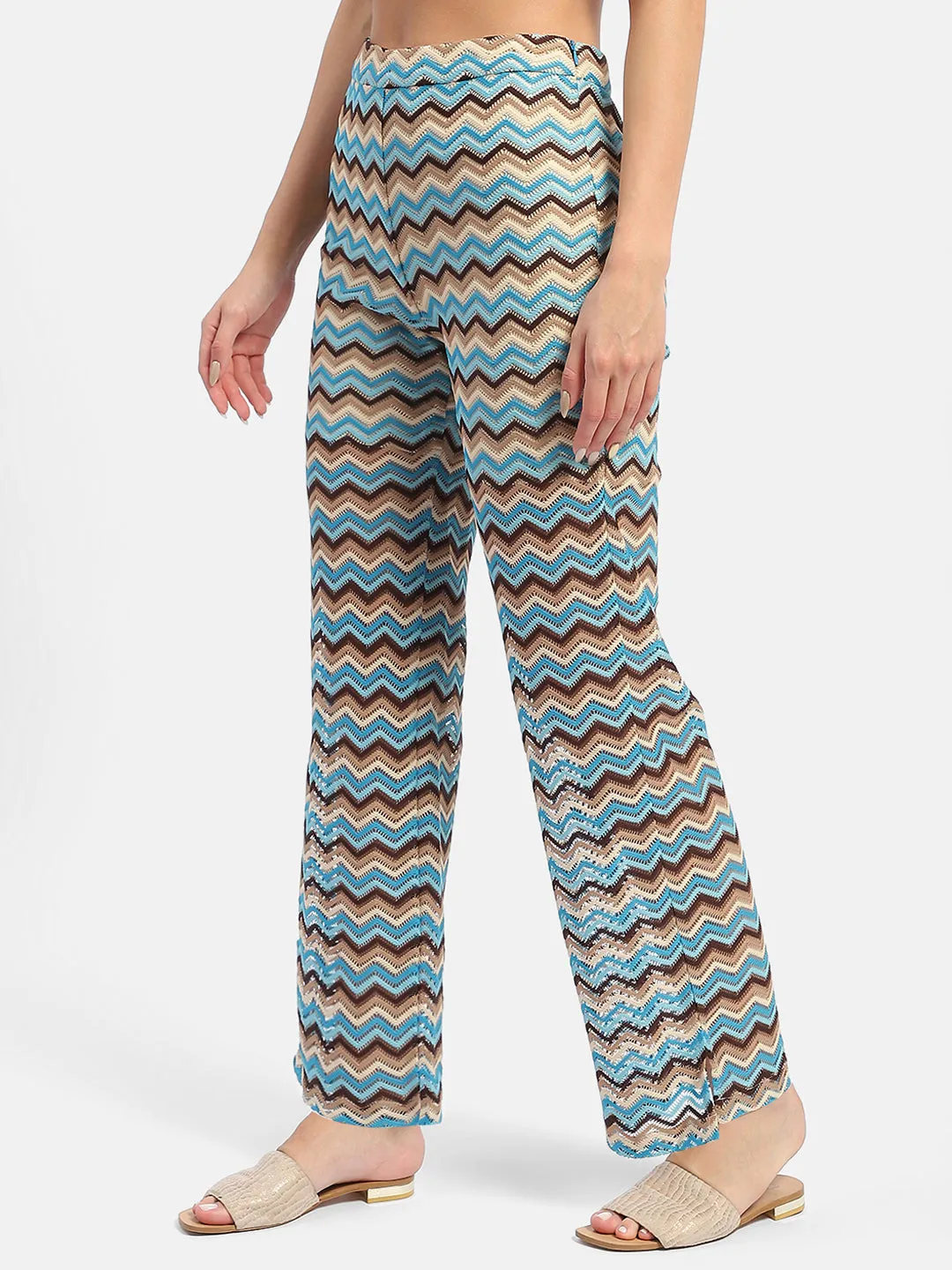 Madame Geometric Print Blue Trouser