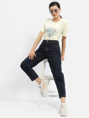 Madame Graphic Print Beige Regular T-Shirt