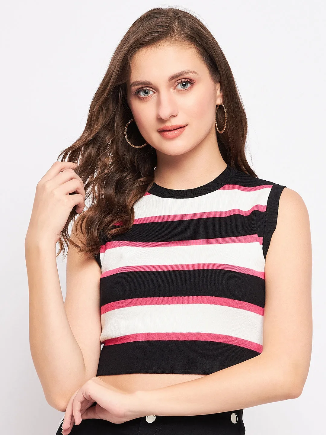 Madame Striped Black Crop Top