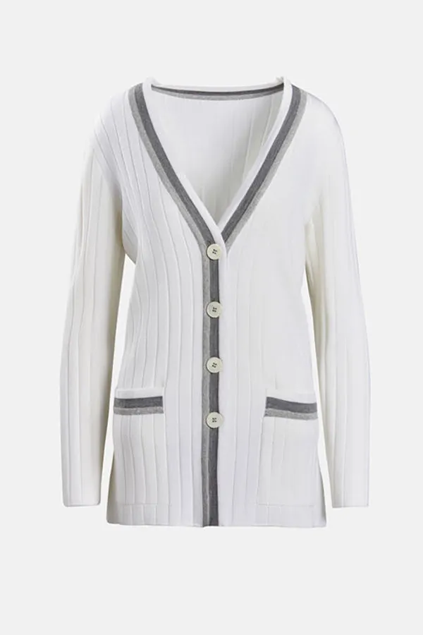 MAGISTRO RIBBED WOOL-BLEND CARDIGAN