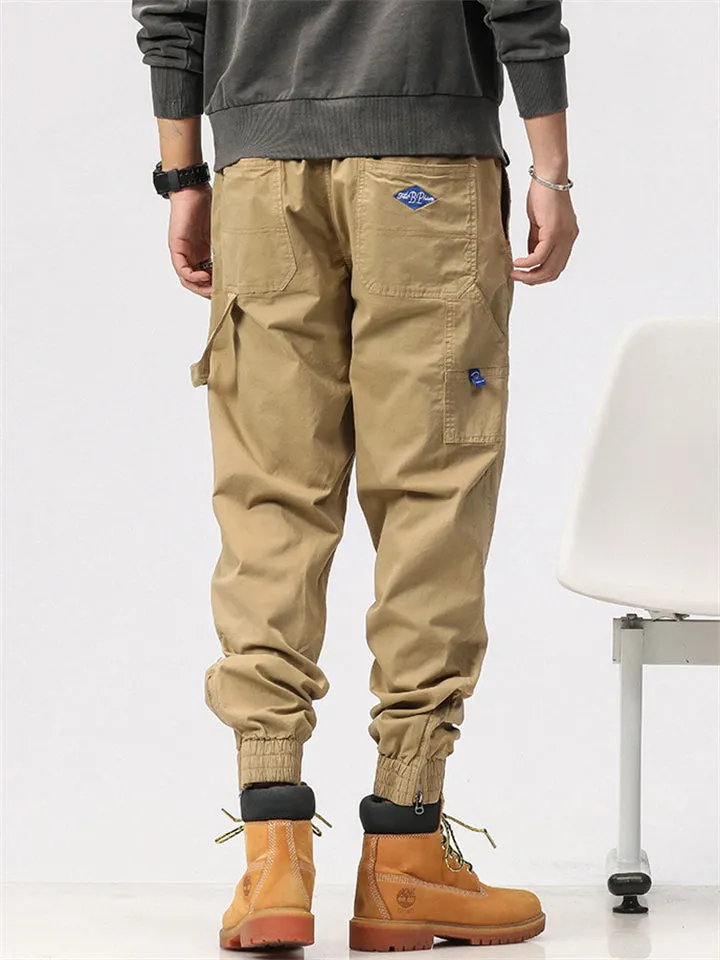 Male Thin Relaxed Fit Ankle-tied Cargo Pants