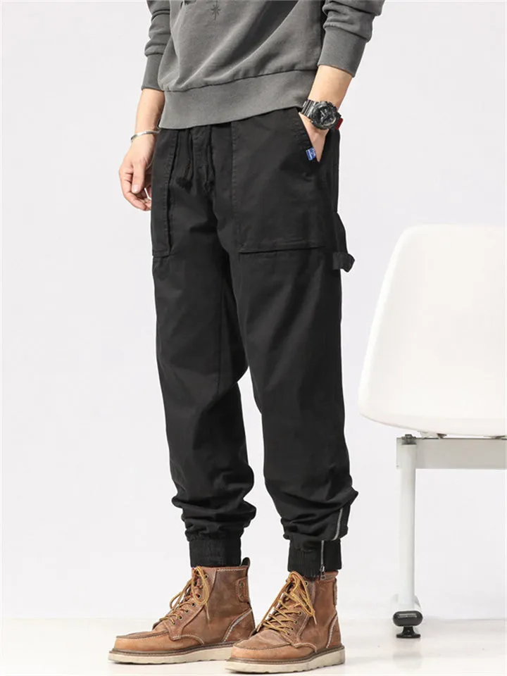 Male Thin Relaxed Fit Ankle-tied Cargo Pants