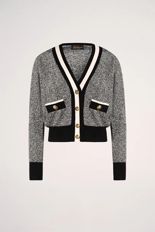MALTE CHEVRON SHORT CARDIGAN