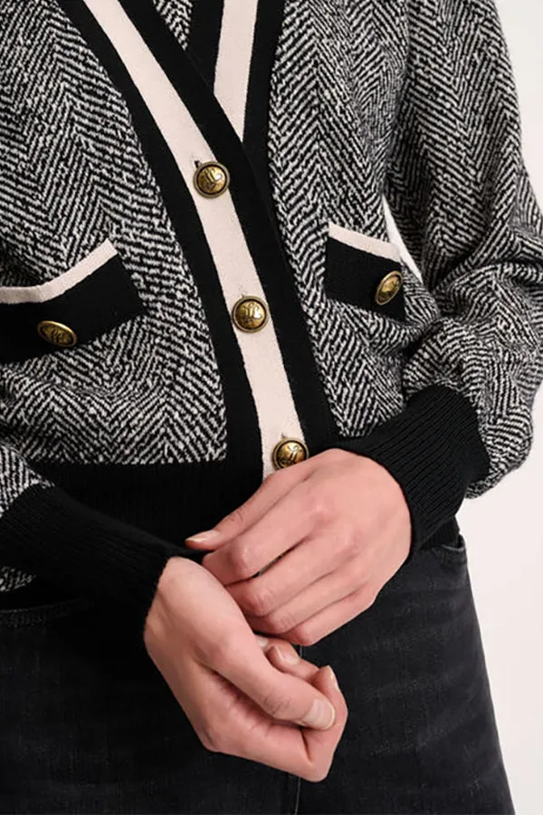 MALTE CHEVRON SHORT CARDIGAN