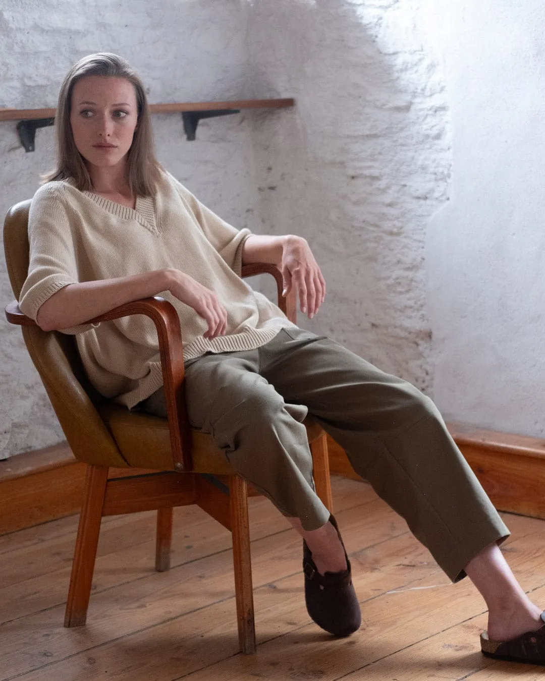 Margate Organic Cotton Relaxed Trousers | Olive