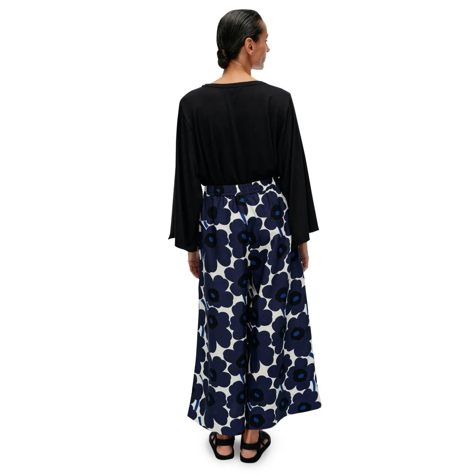 Marimekko Kuvio Unikko Trousers, White With Blue Flowers