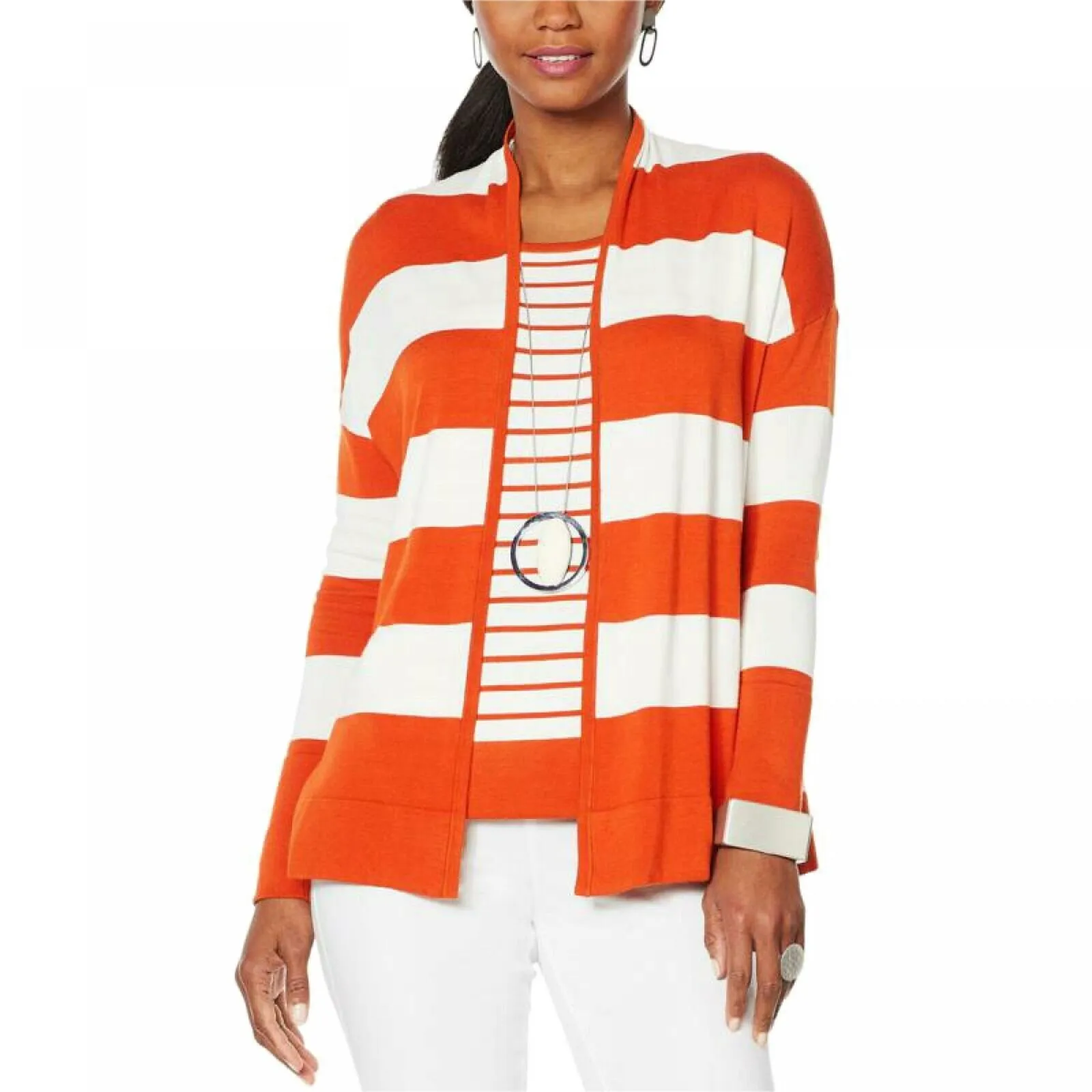 MarlaWynne Women's Striped Sweater Cardigan