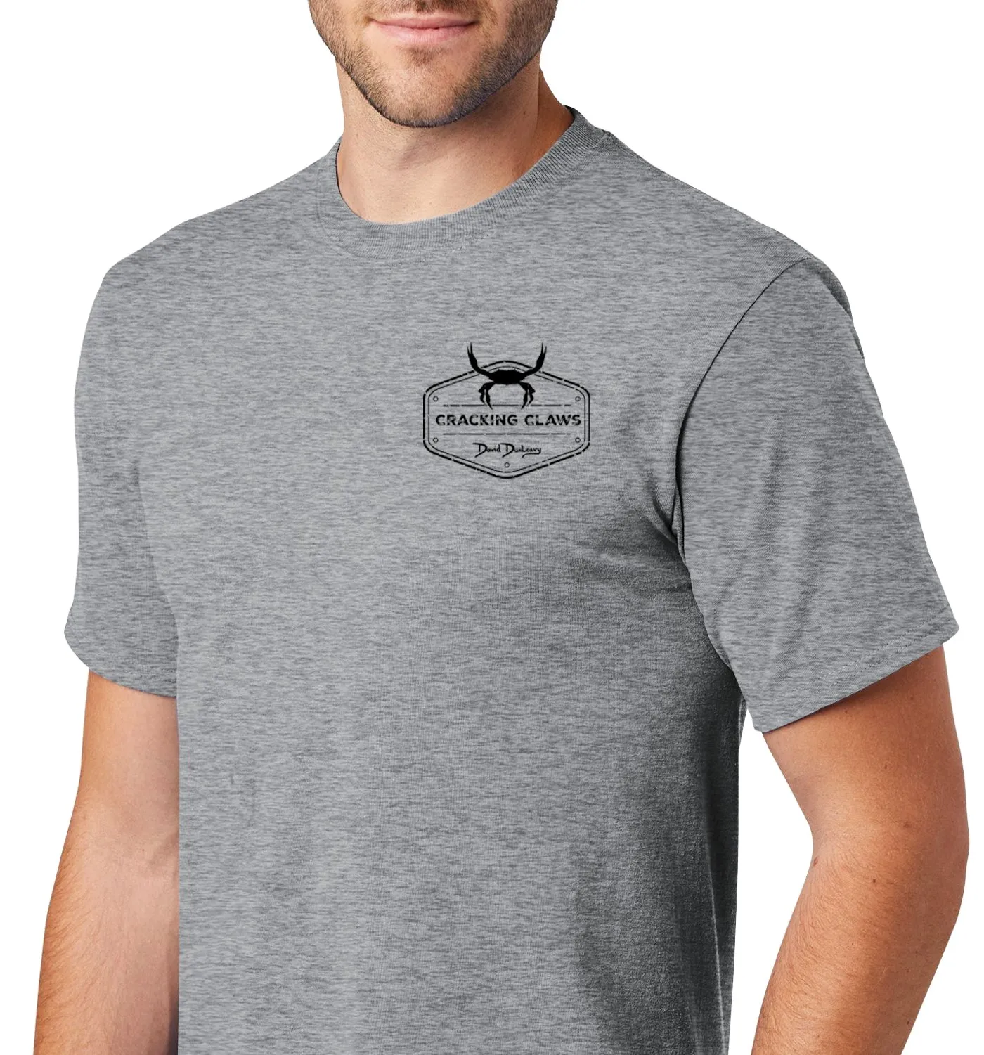 Men's American Blue Crab Short Sleeve Athletic Heather Cotton T-Shirt