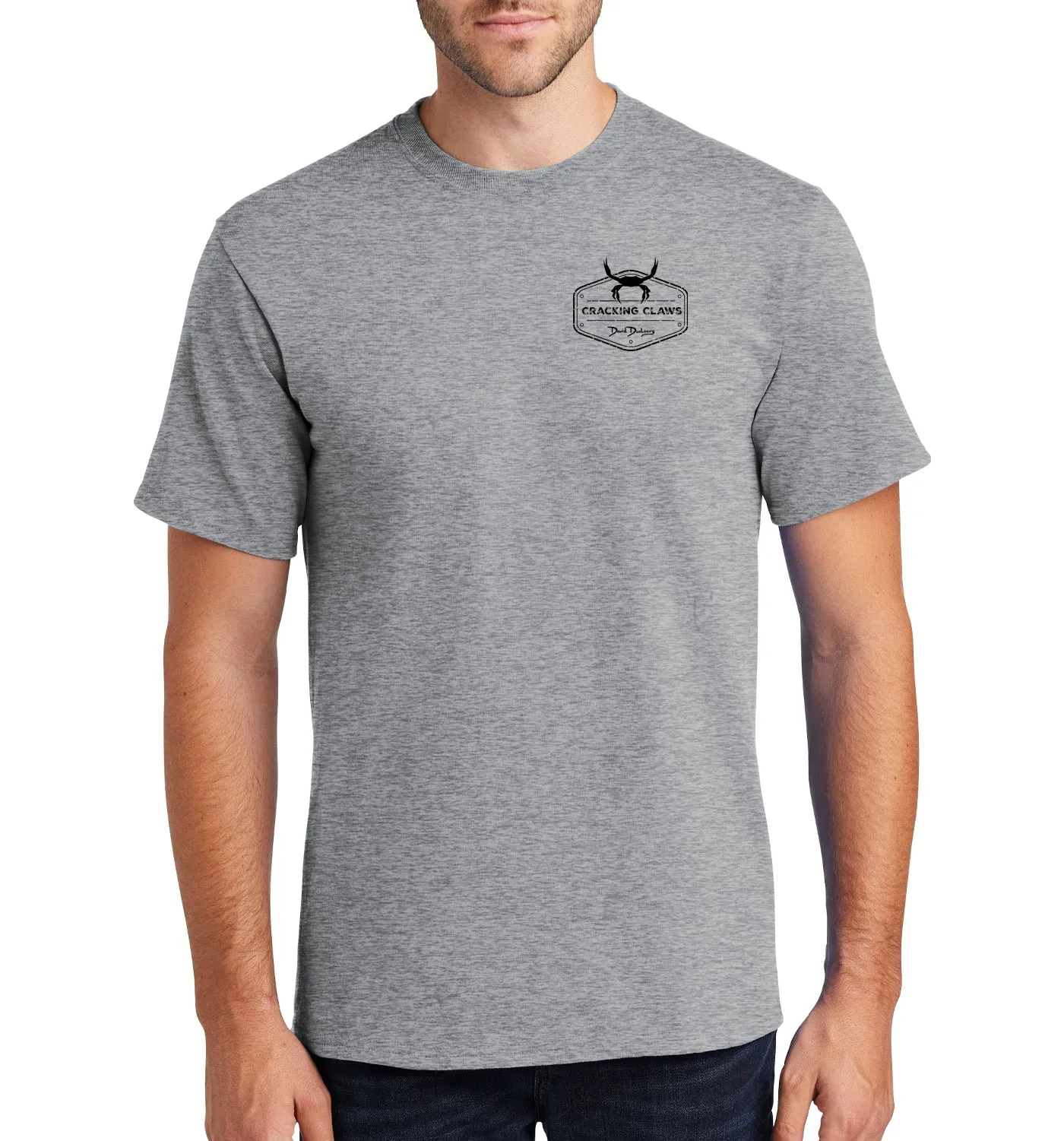 Men's American Blue Crab Short Sleeve Athletic Heather Cotton T-Shirt
