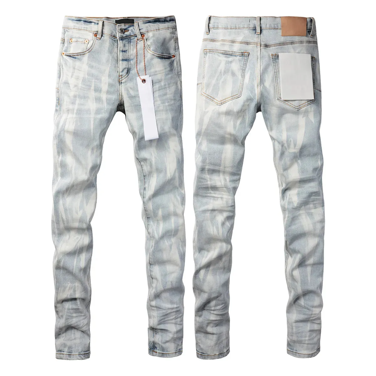 Mens Purple Jeans designer stacked long Pants ksubi Ripped High Street Brand Patch Hole Denim Straight Fashion Streetwear silmJ6IQ