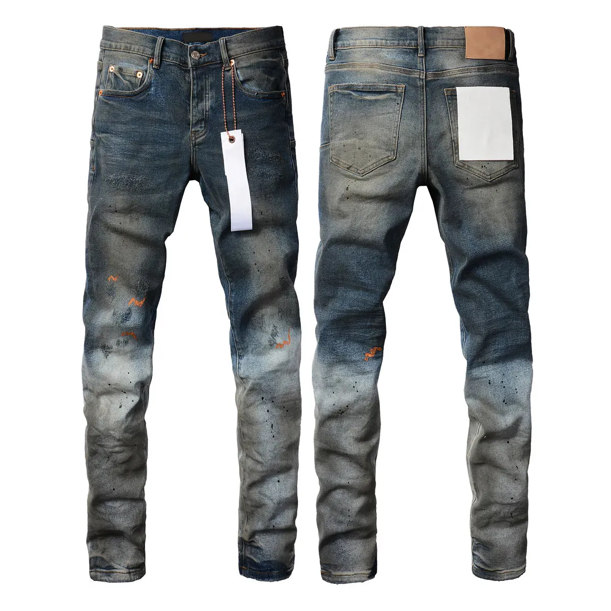 Mens Purple Jeans designer stacked long Pants ksubi Ripped High Street Brand Patch Hole Denim Straight Fashion Streetwear silmJ6IQ