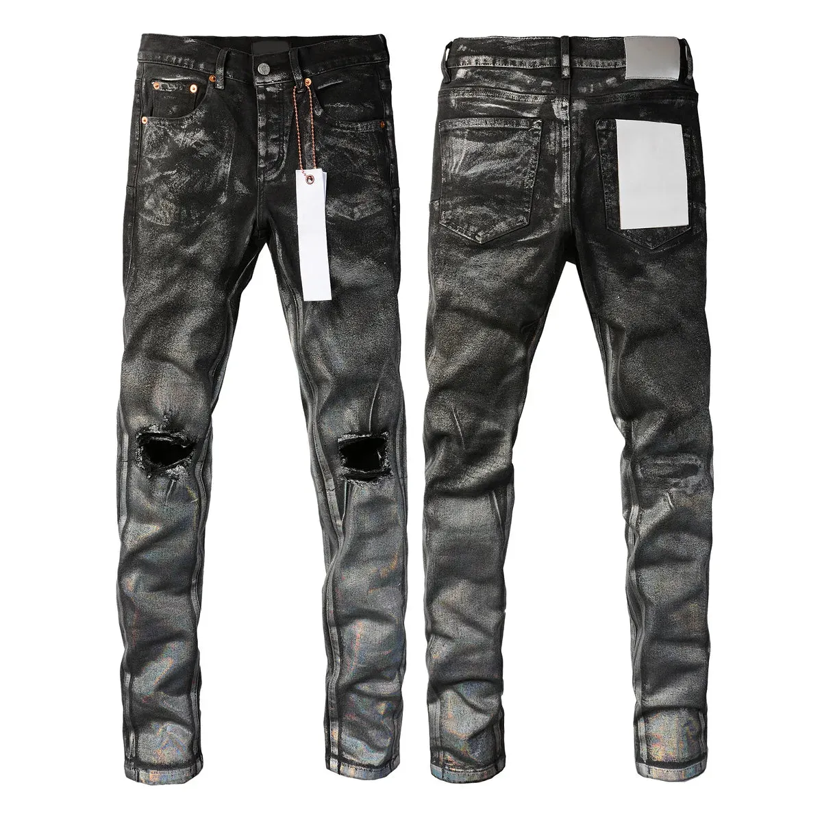 Mens Purple Jeans designer stacked long Pants ksubi Ripped High Street Brand Patch Hole Denim Straight Fashion Streetwear silmJ6IQ