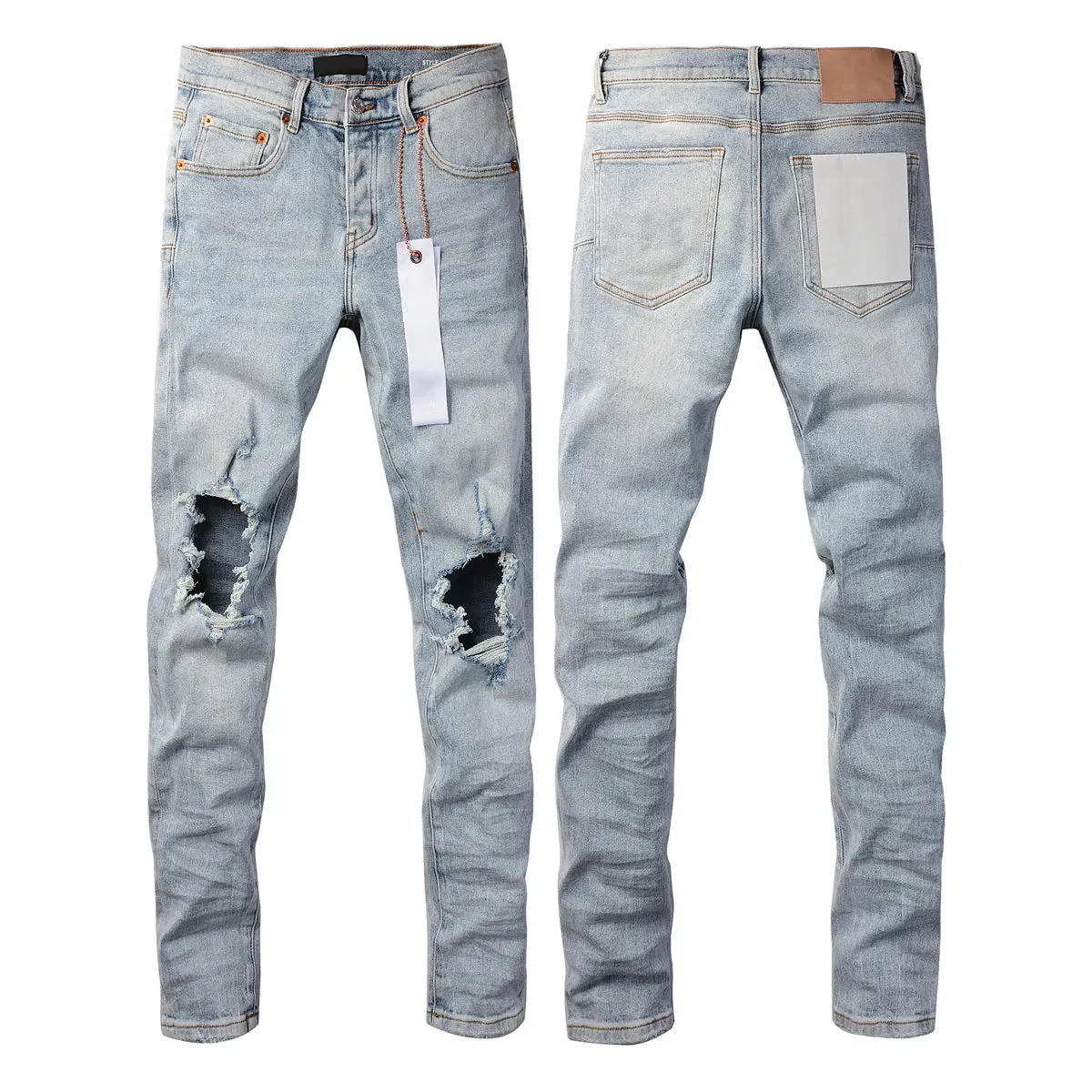 Mens Purple Jeans designer stacked long Pants ksubi Ripped High Street Brand Patch Hole Denim Straight Fashion Streetwear silmJ6IQ