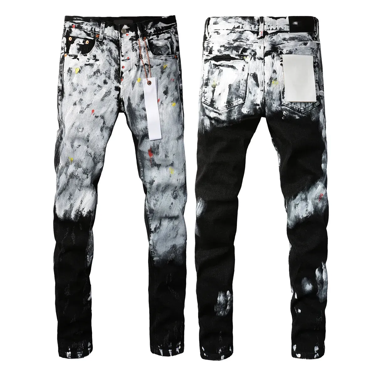 Mens Purple Jeans designer stacked long Pants ksubi Ripped High Street Brand Patch Hole Denim Straight Fashion Streetwear silmJ6IQ
