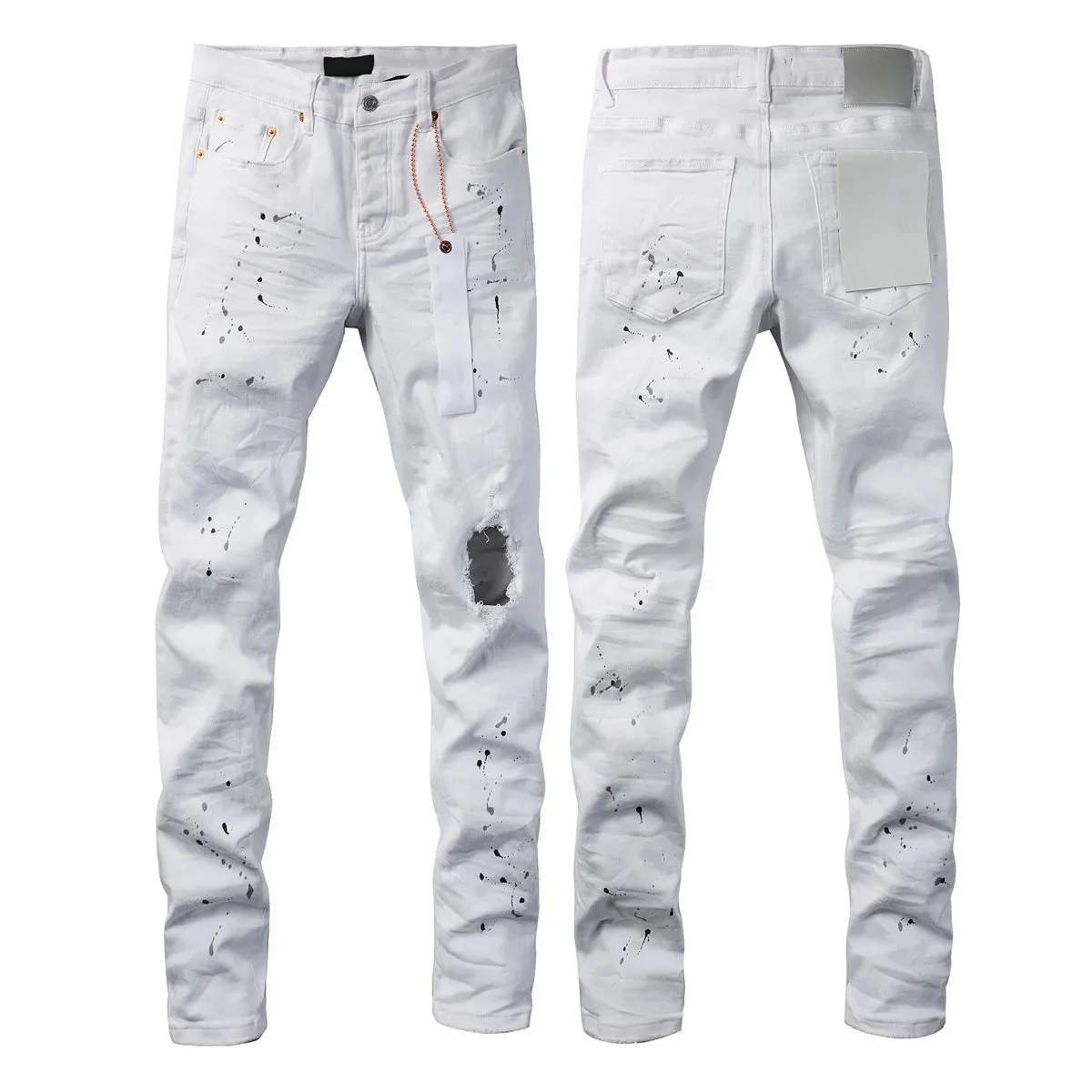 Mens Purple Jeans designer stacked long Pants ksubi Ripped High Street Brand Patch Hole Denim Straight Fashion Streetwear silmJ6IQ