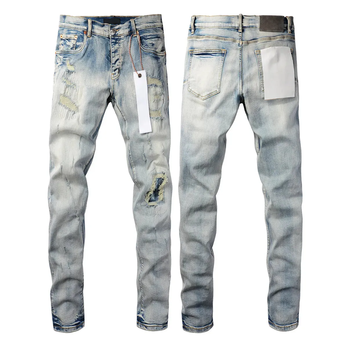 Mens Purple Jeans designer stacked long Pants ksubi Ripped High Street Brand Patch Hole Denim Straight Fashion Streetwear silmJ6IQ