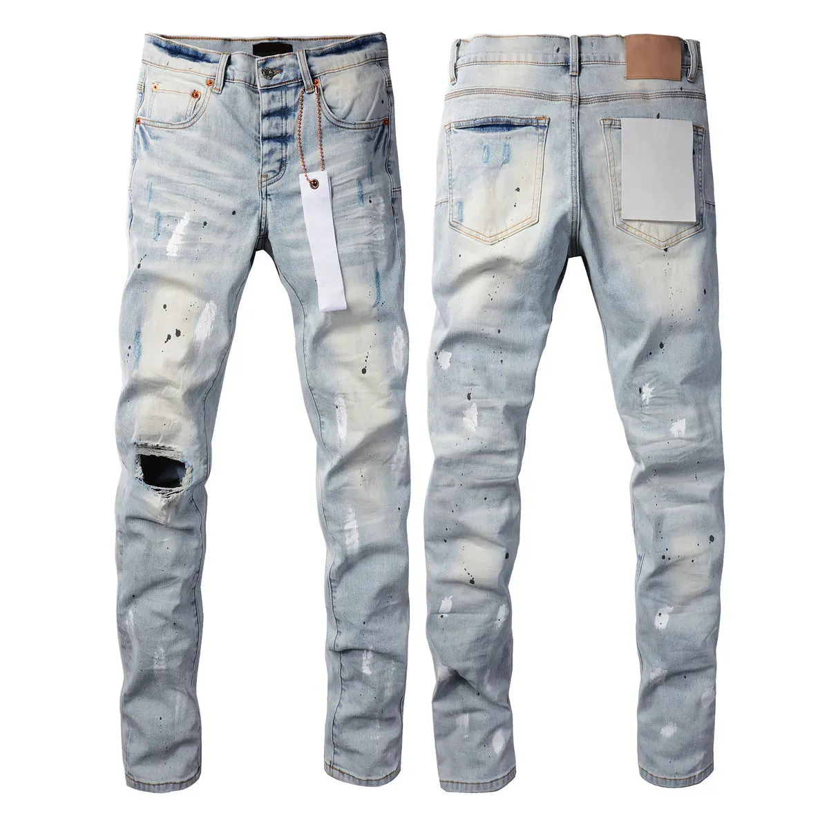Mens Purple Jeans designer stacked long Pants ksubi Ripped High Street Brand Patch Hole Denim Straight Fashion Streetwear silmJ6IQ