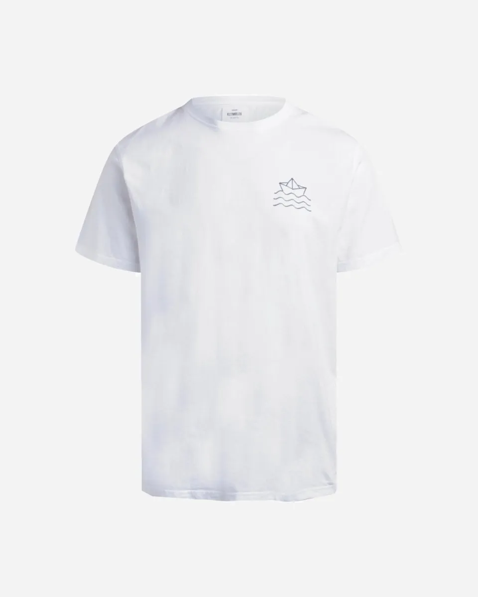 Mens Small Boat And Waves Tee - White