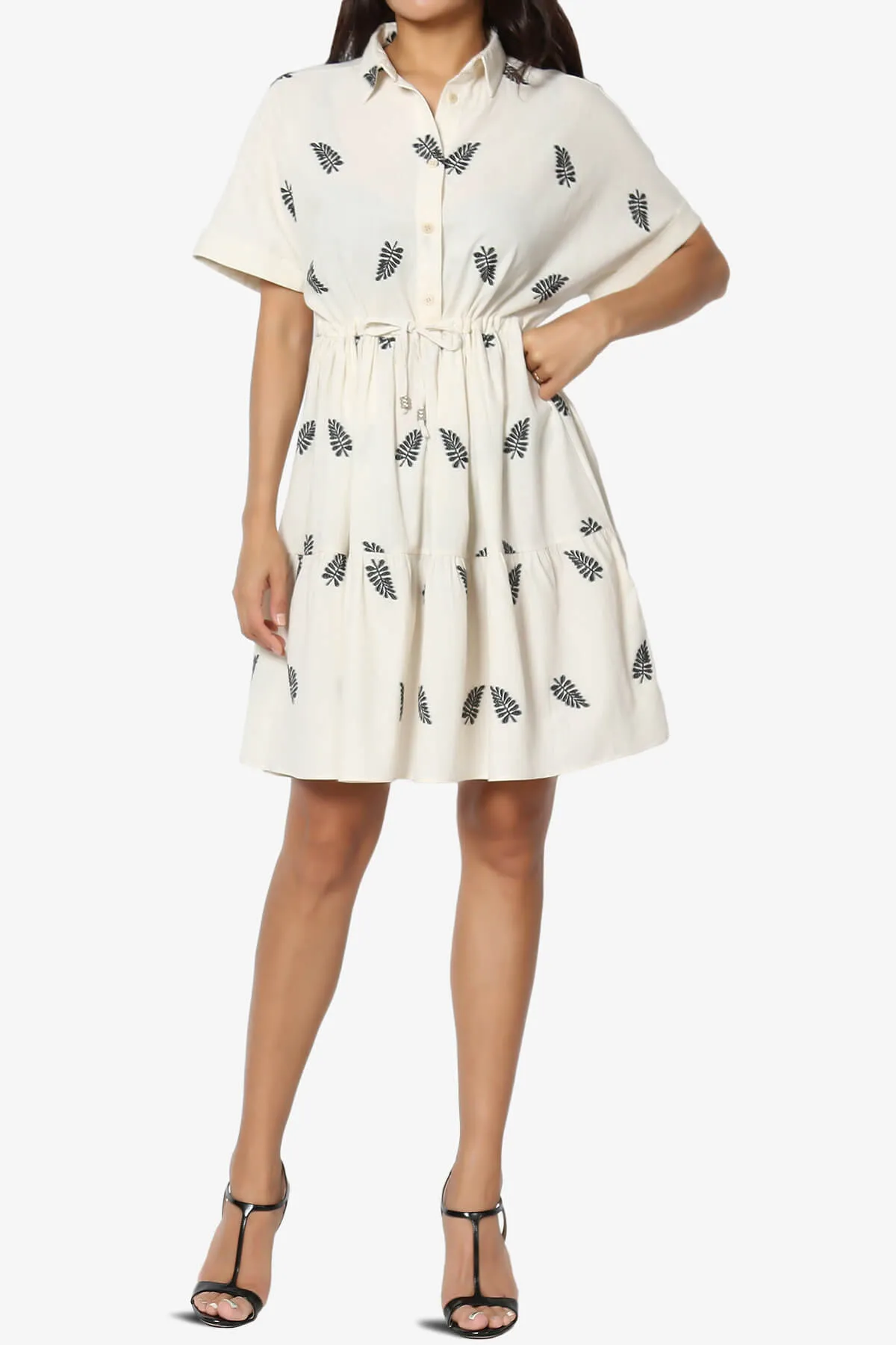 Meoldy Embroidered Shirt Mini Dress