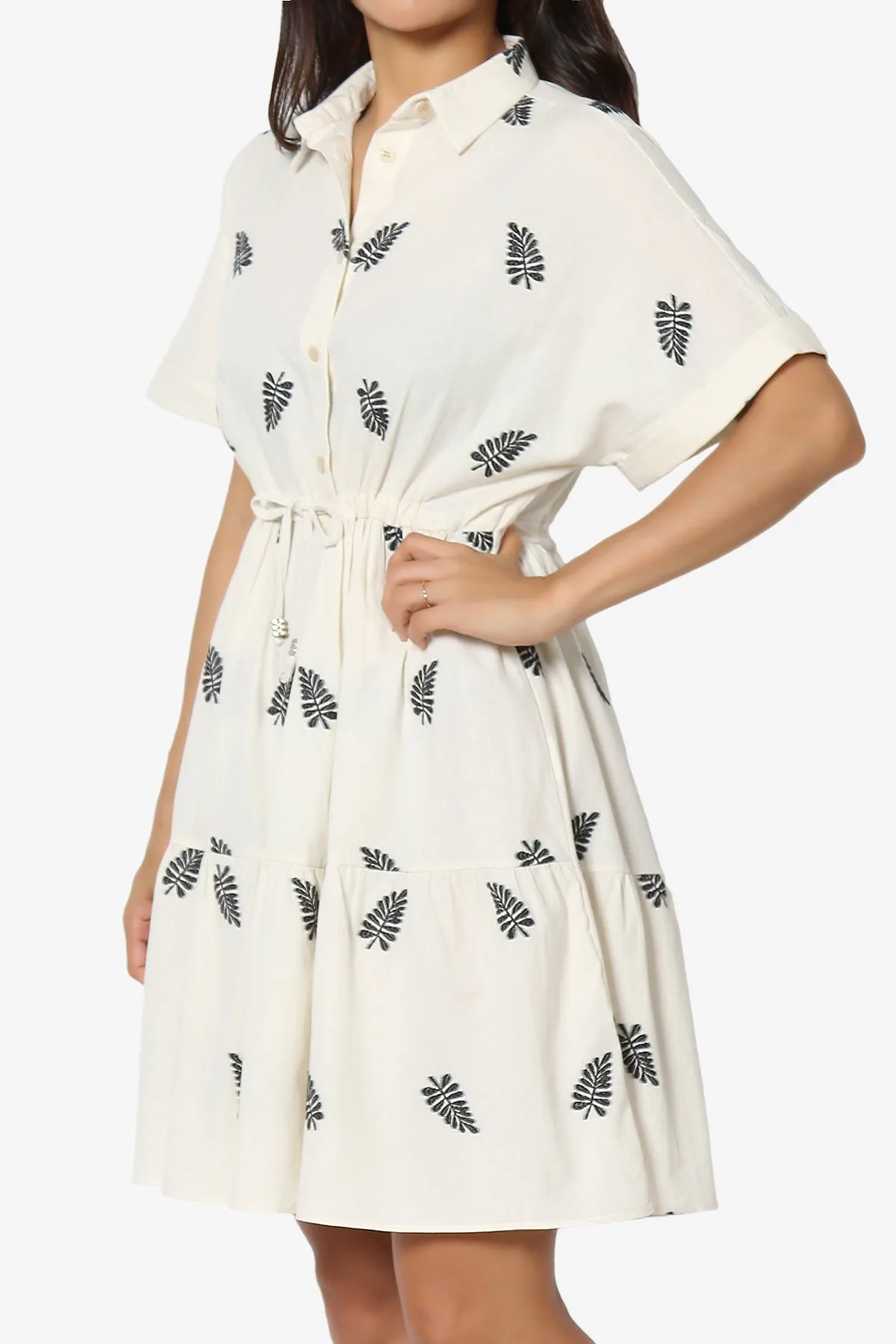 Meoldy Embroidered Shirt Mini Dress
