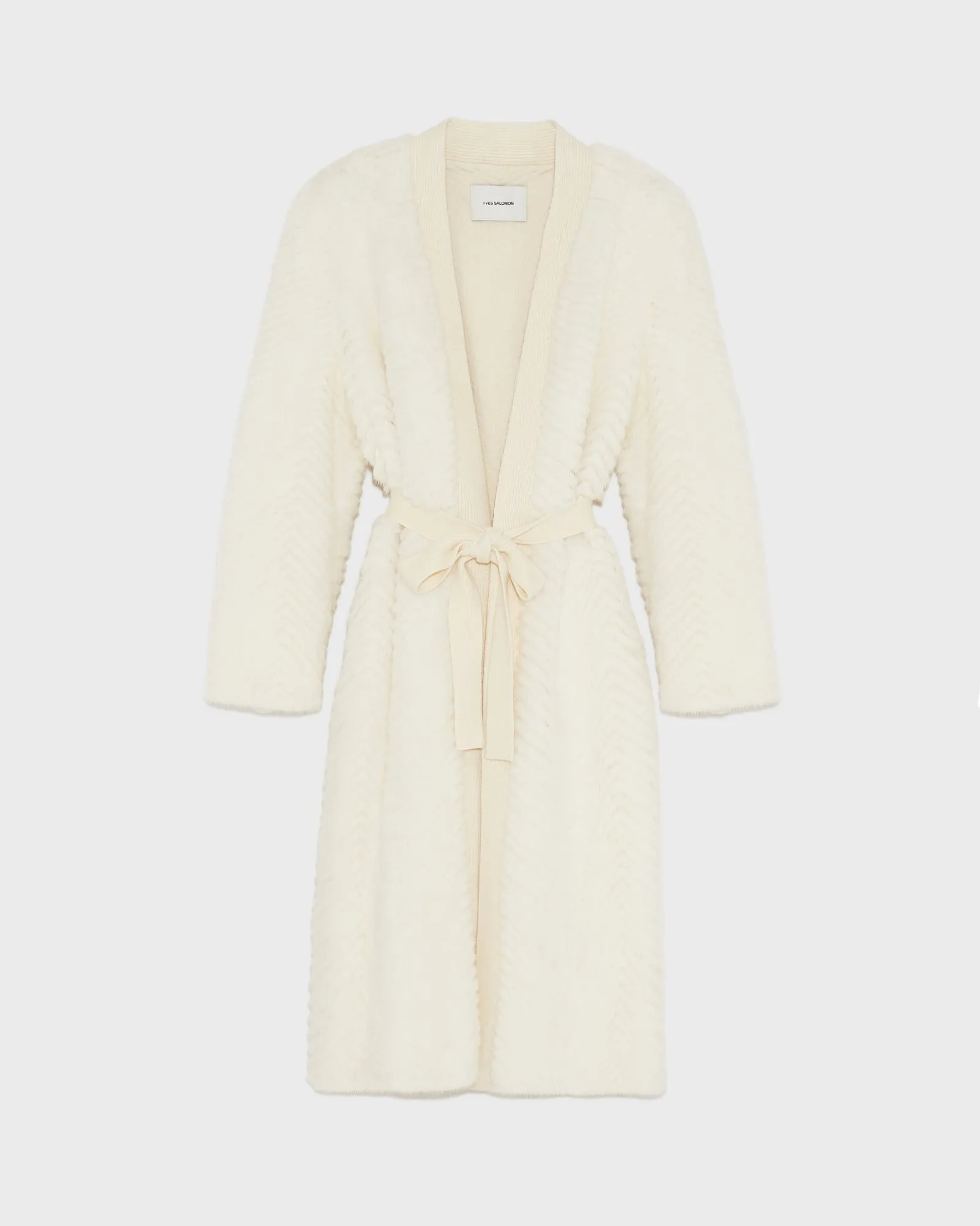 Merino knit and mink long coat