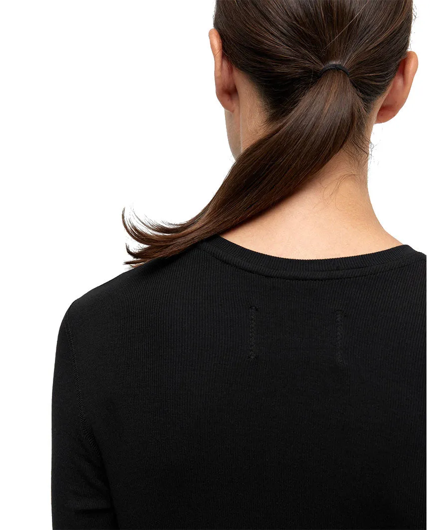 Modal Rib Long Sleeve Womens Black