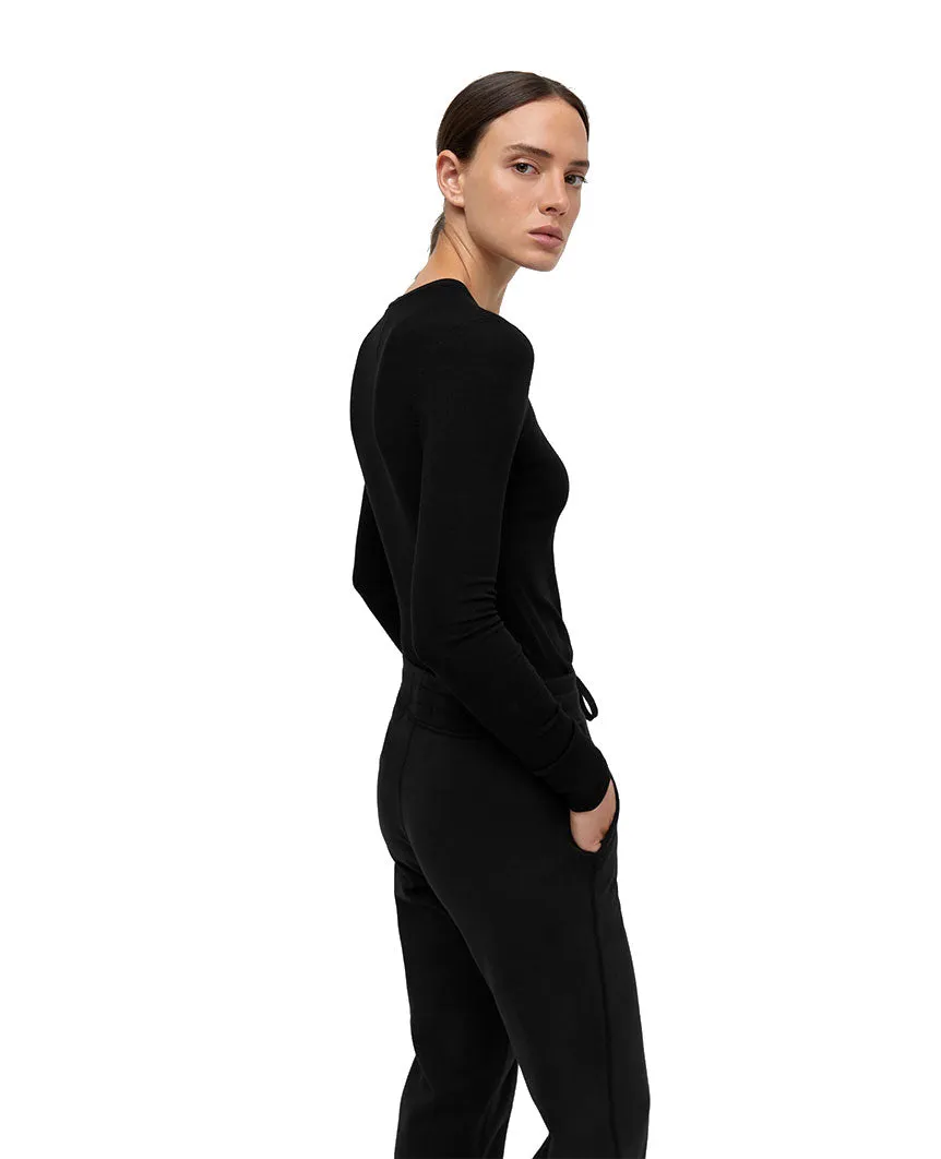 Modal Rib Long Sleeve Womens Black