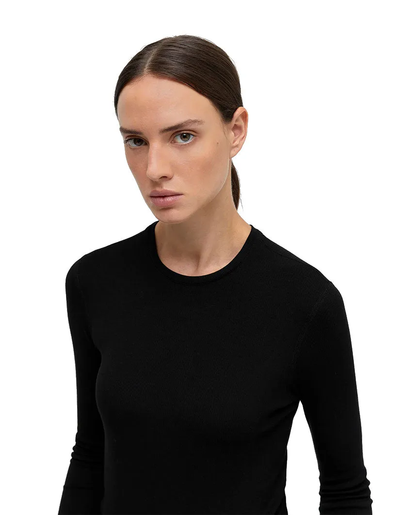 Modal Rib Long Sleeve Womens Black