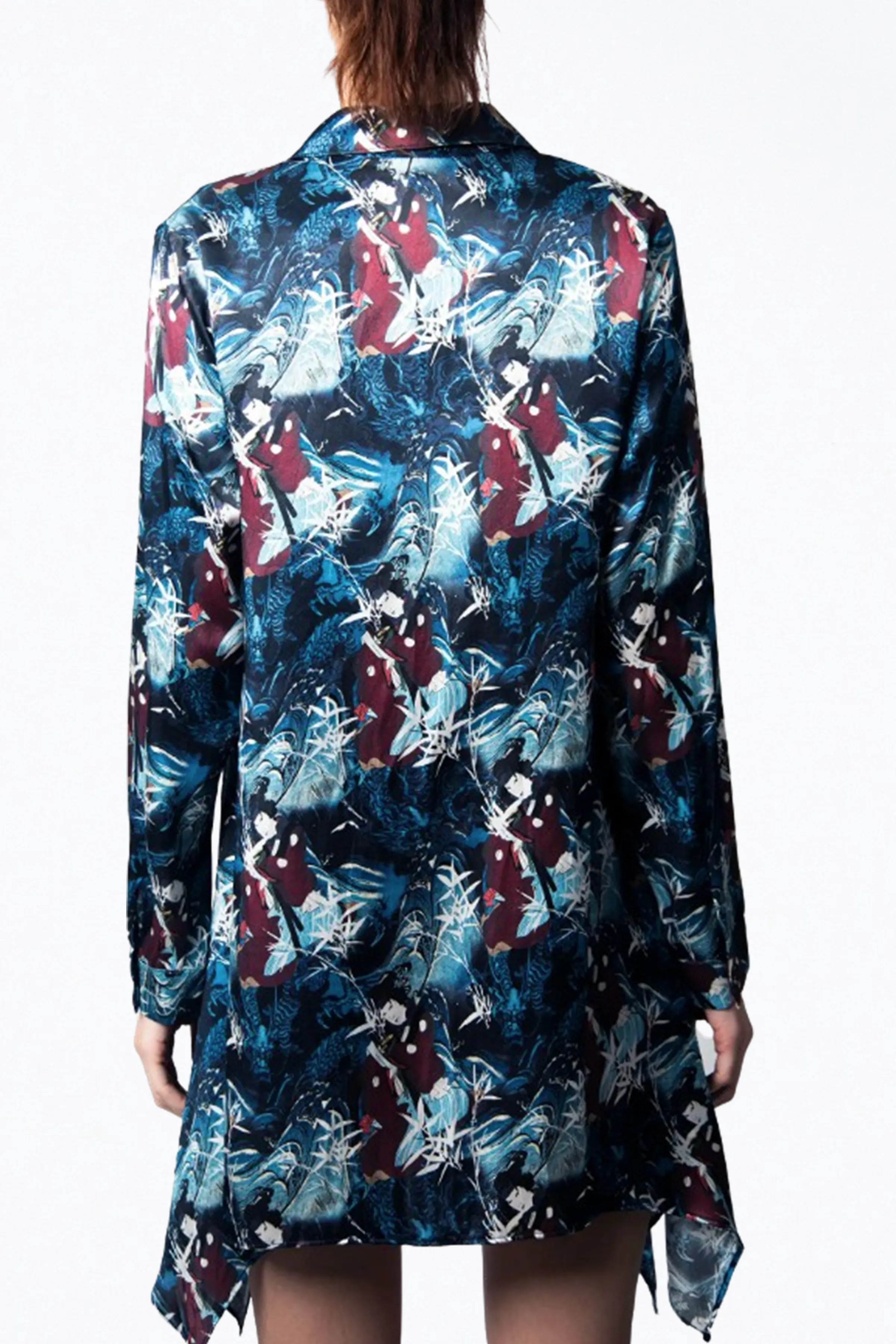 MODERN LOVE SILK CHARMEUSE MINI SHIRT DRESS